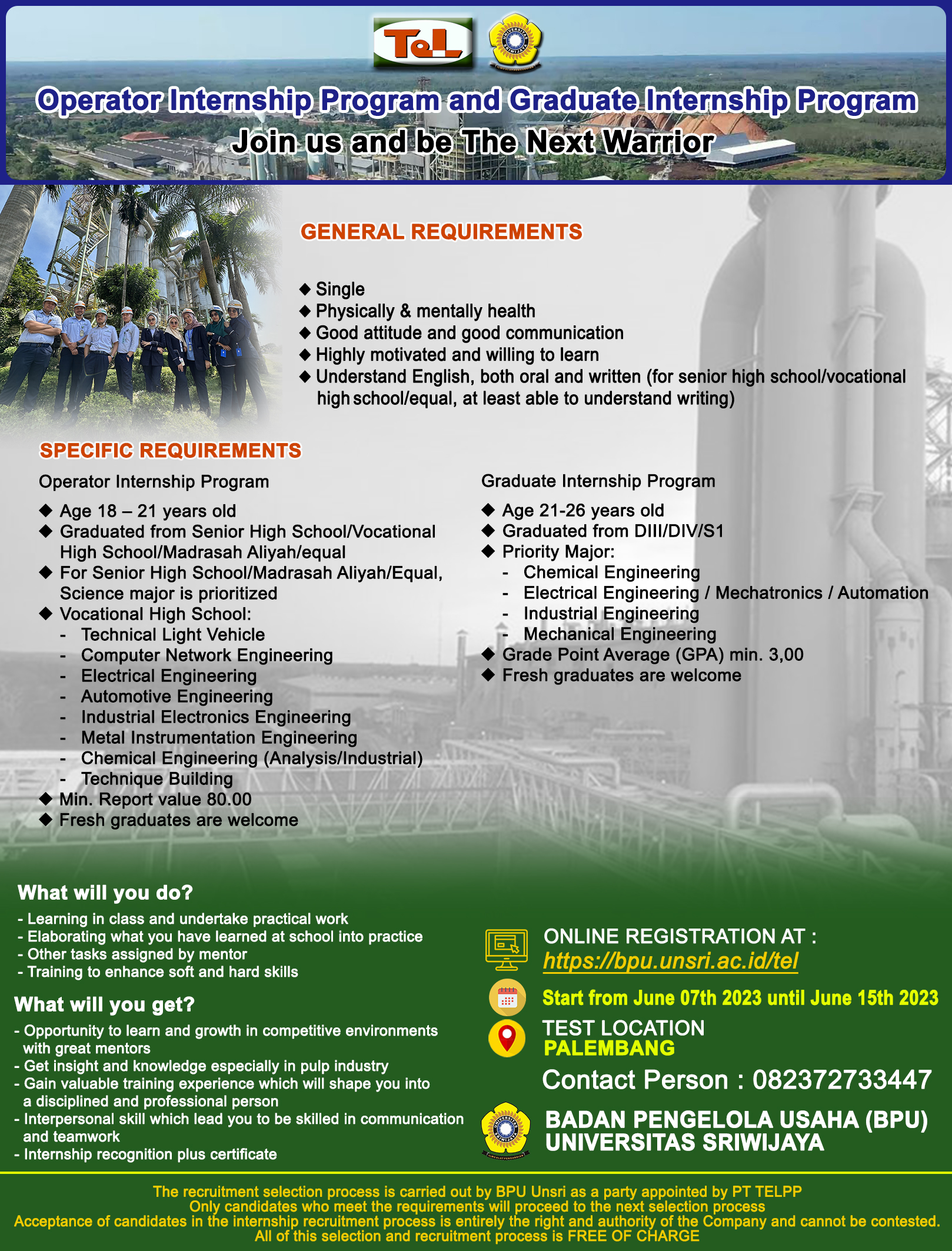 Mari bergabung Operator Internship Program and Graduate Internship Program Bersama PT TEL